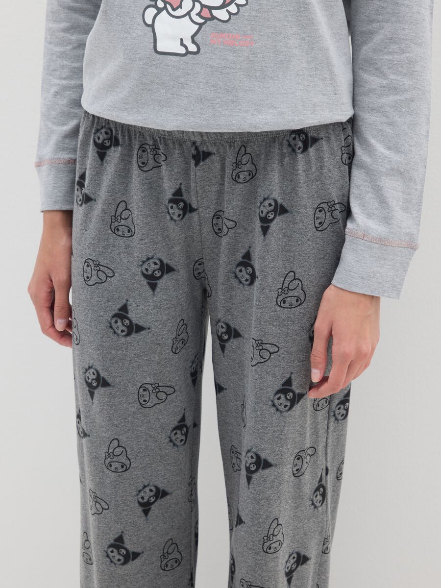 Grey cotton pyjamas with comic print_3