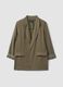 Green regular fit viscose blend blazer with striped cuffs_4