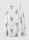 White broderie anglaise pure cotton dress with blue embroidery, regular fit_4
