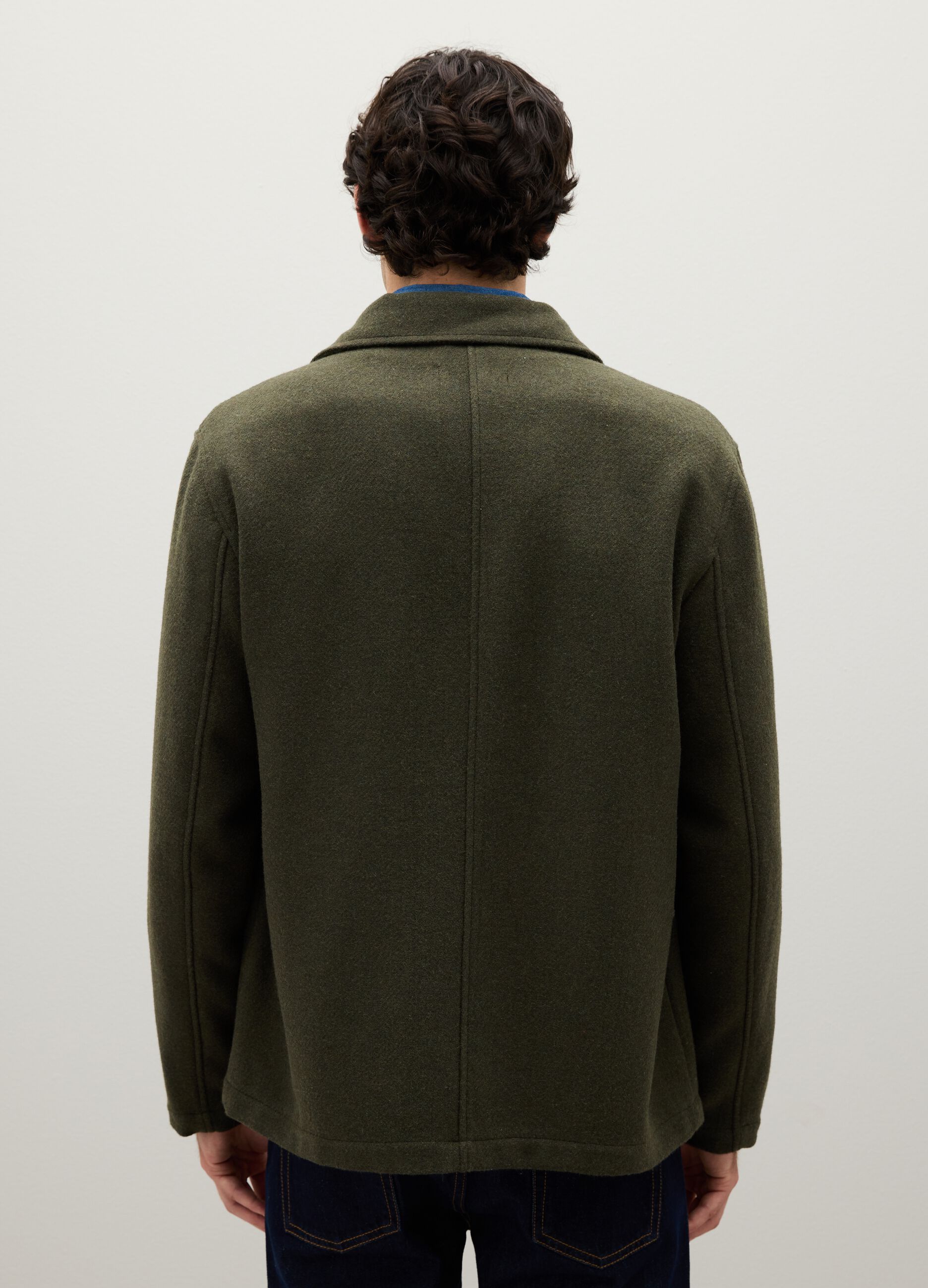 Giacca in misto lana verde regular fit