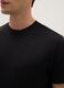 Regular fit black cotton blend crew neck T-shirt_3