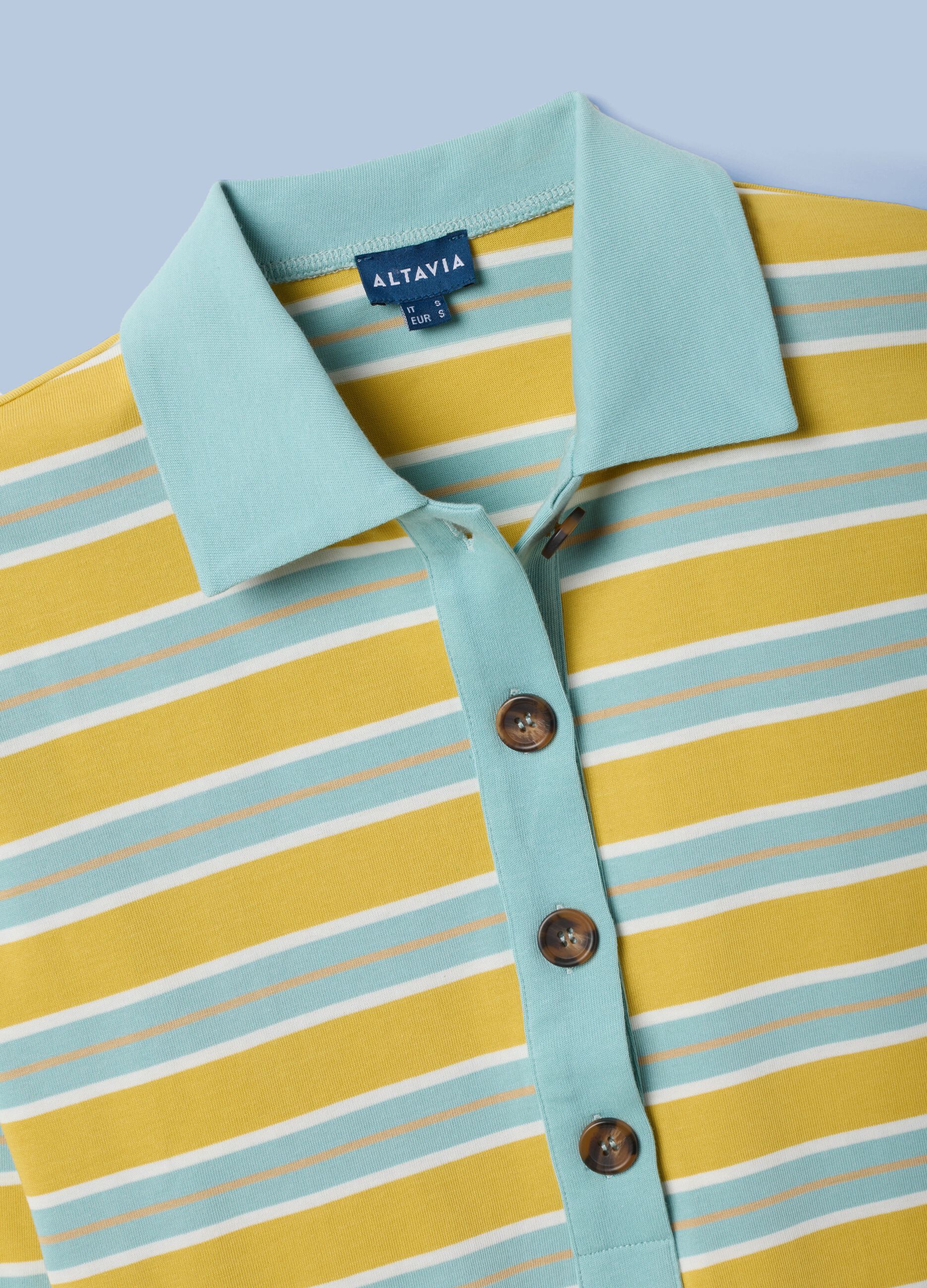 ALTAVIA SAILING long-sleeve striped polo shirt in pure cotton
