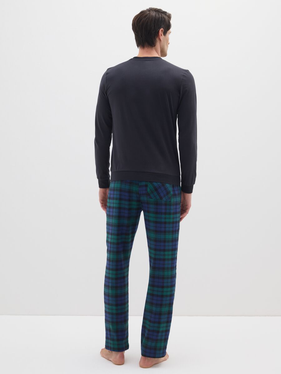 Long multicolour check pyjamas in pure cotton regular fit_2