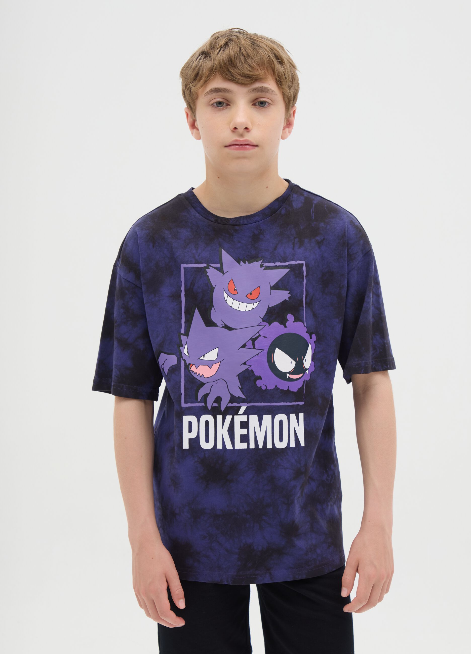 Black and purple T-shirt with Pokémon print