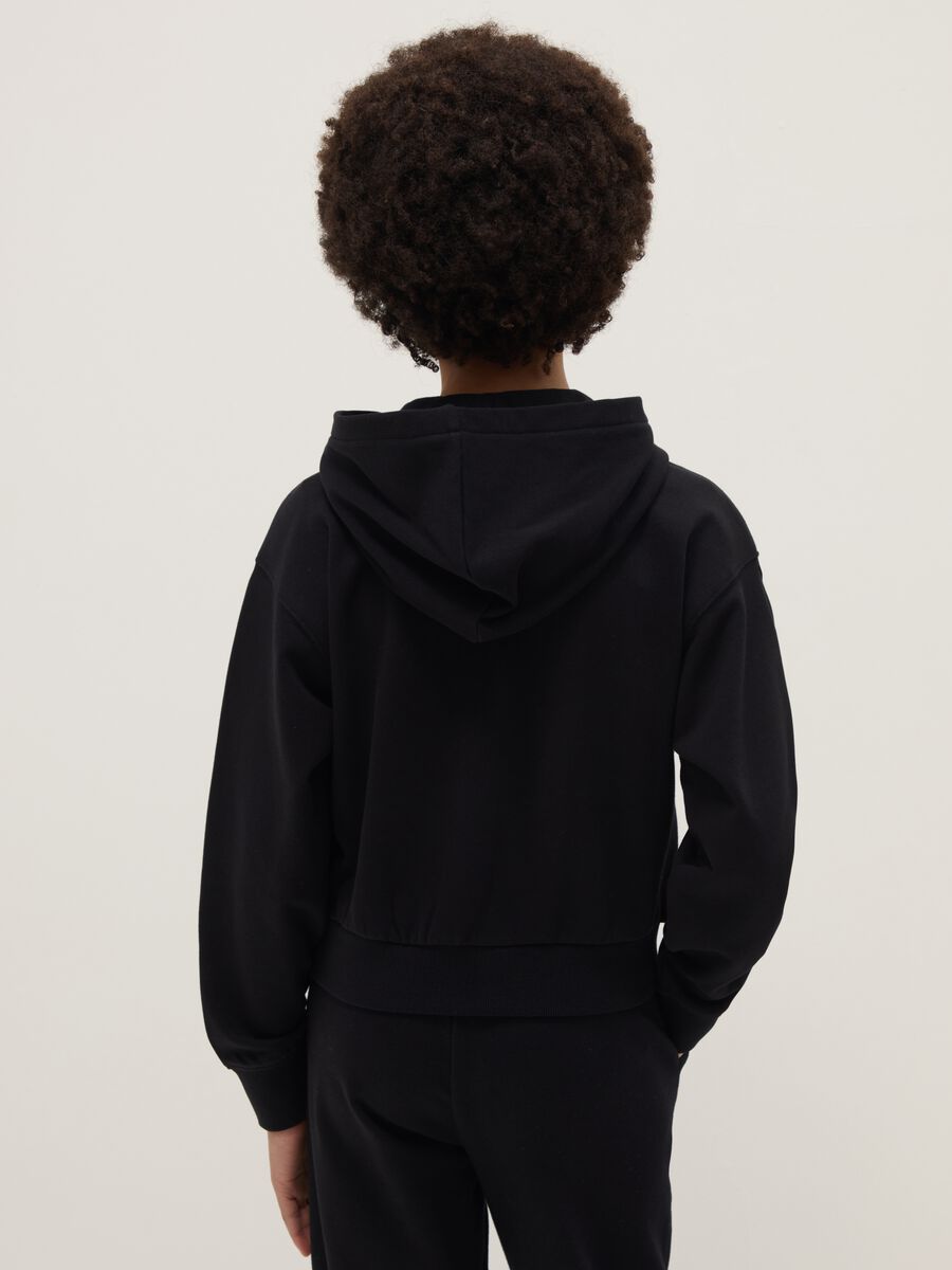 Girls' pure cotton black hoodie regular fit with zip_1