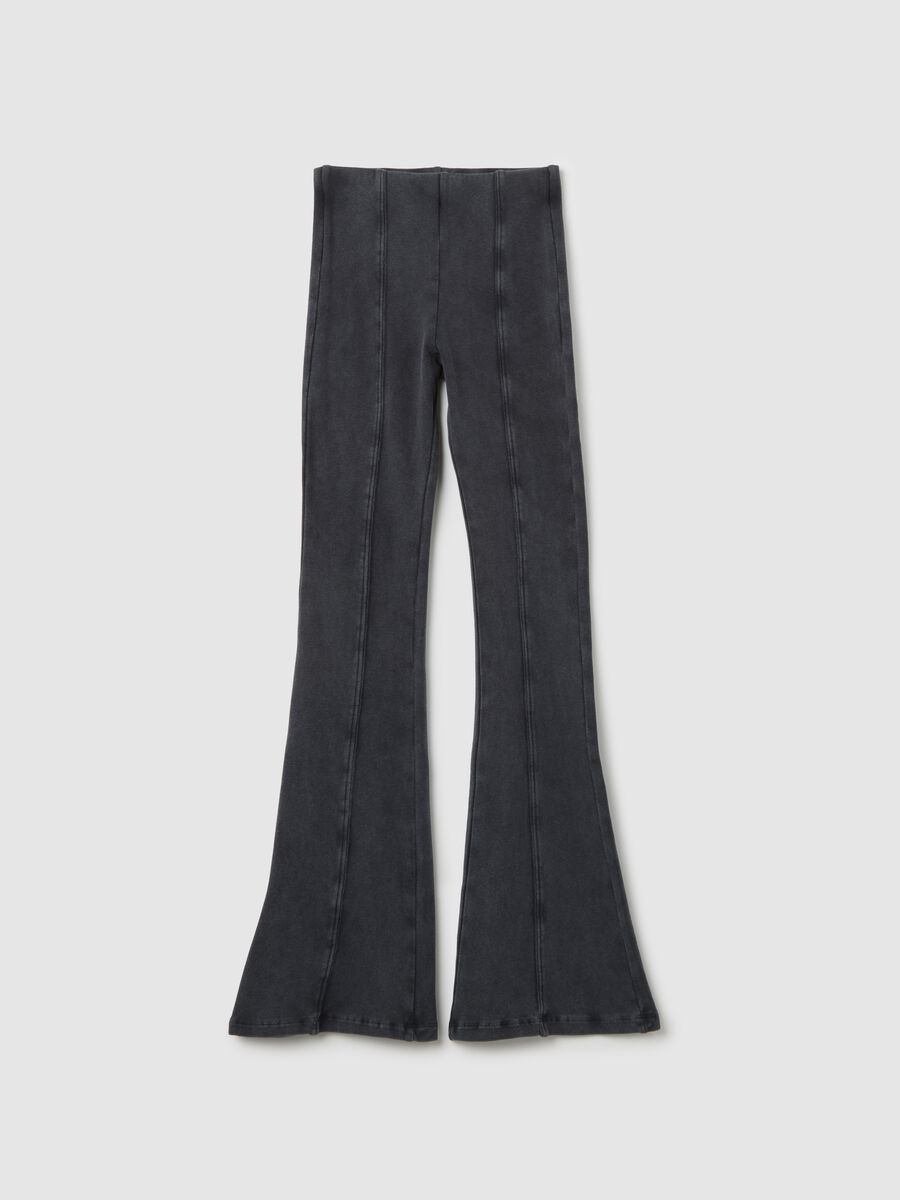 Black flare leggings in stretch cotton OVS Kids_0