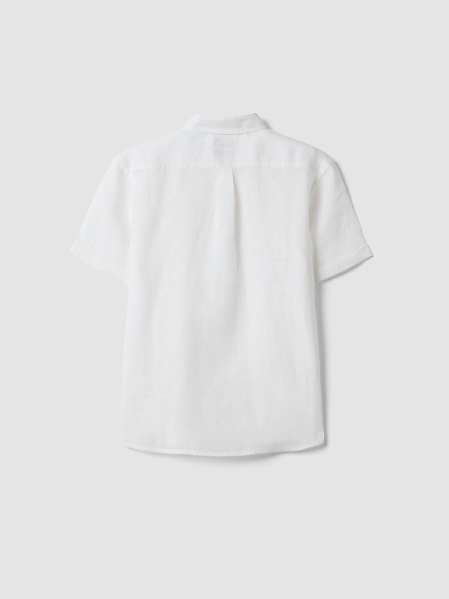 Camicia bianca in puro lino per bambino over fit_4
