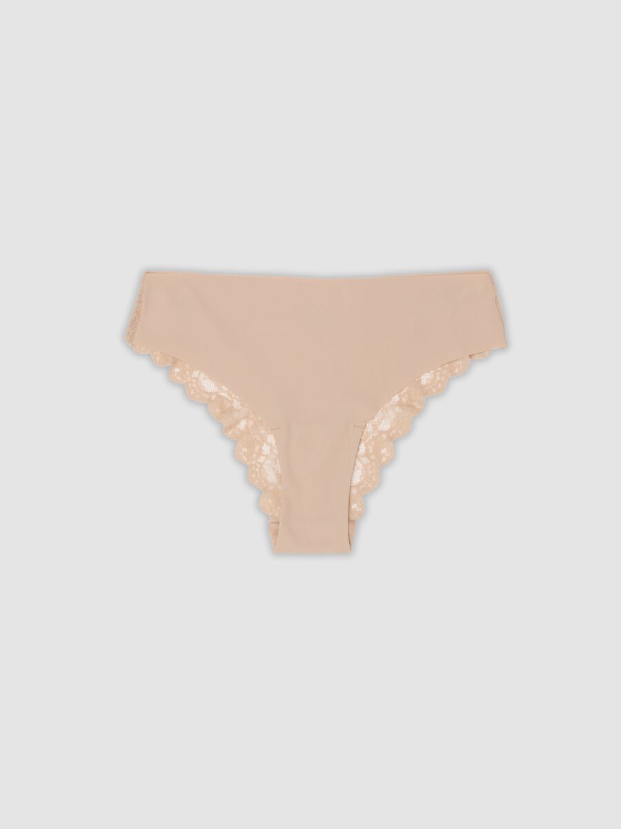 Beige Brazilian briefs in stretch microfibre with lace_4