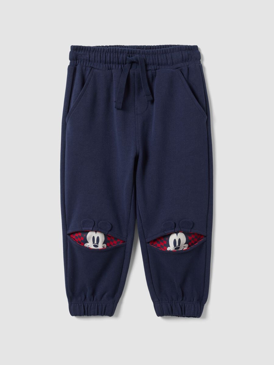 Pantaloni jogger blu in puro cotone organico con stampa Mickey per bimbo_0