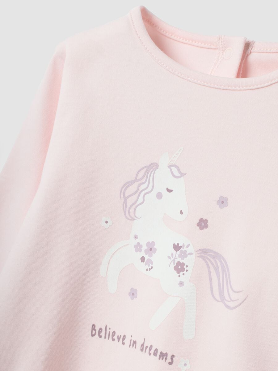 Pink pure organic cotton unicorn-print pyjamas_3