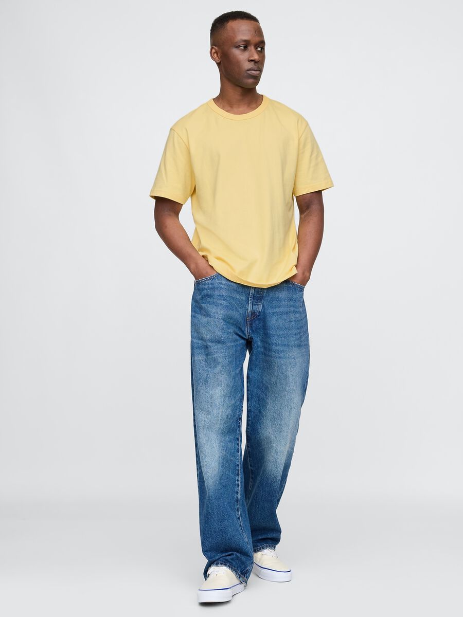 Short Sleeve Yellow Cotton T-shirt_1