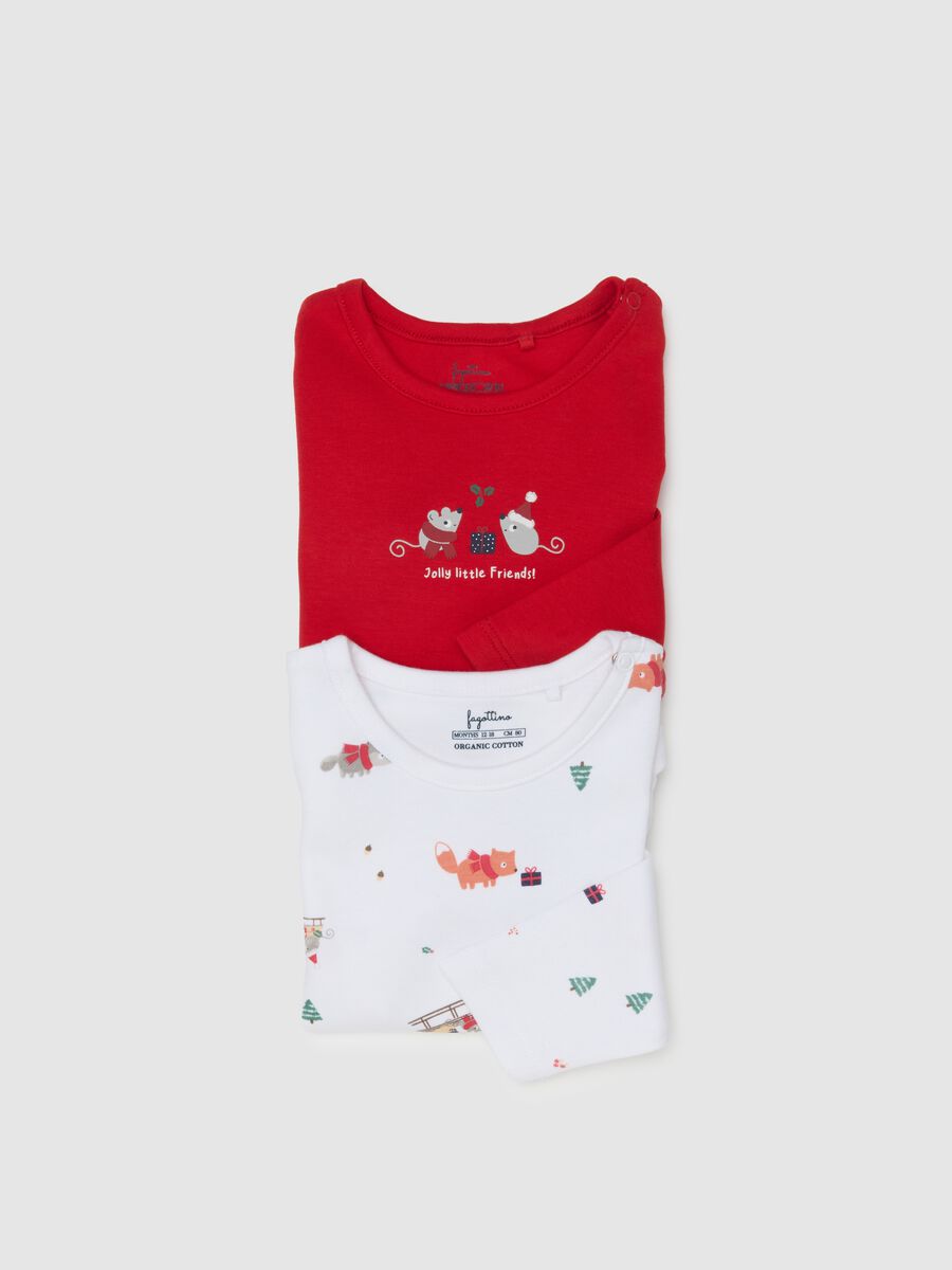 Newborn Multicolour Cotton Bodysuit Twin Pack with Christmas Prints_3