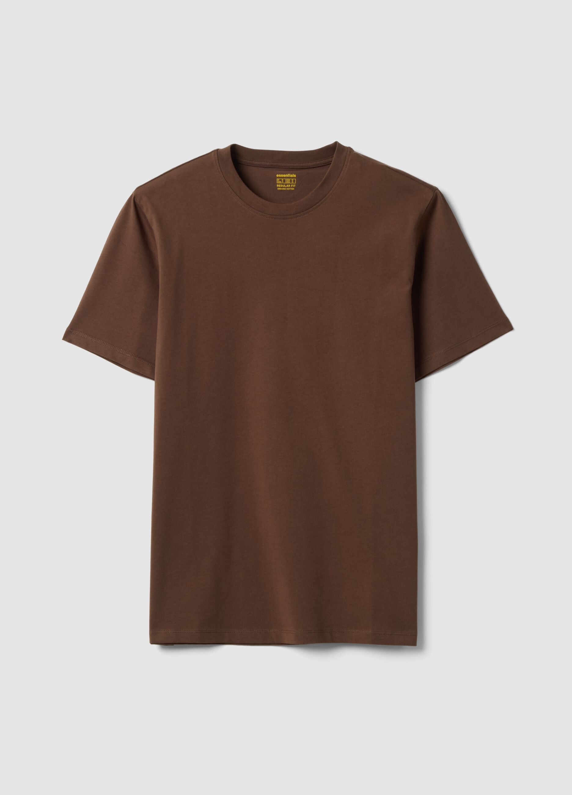 T-shirt marrone in puro cotone organico jersey regular fit