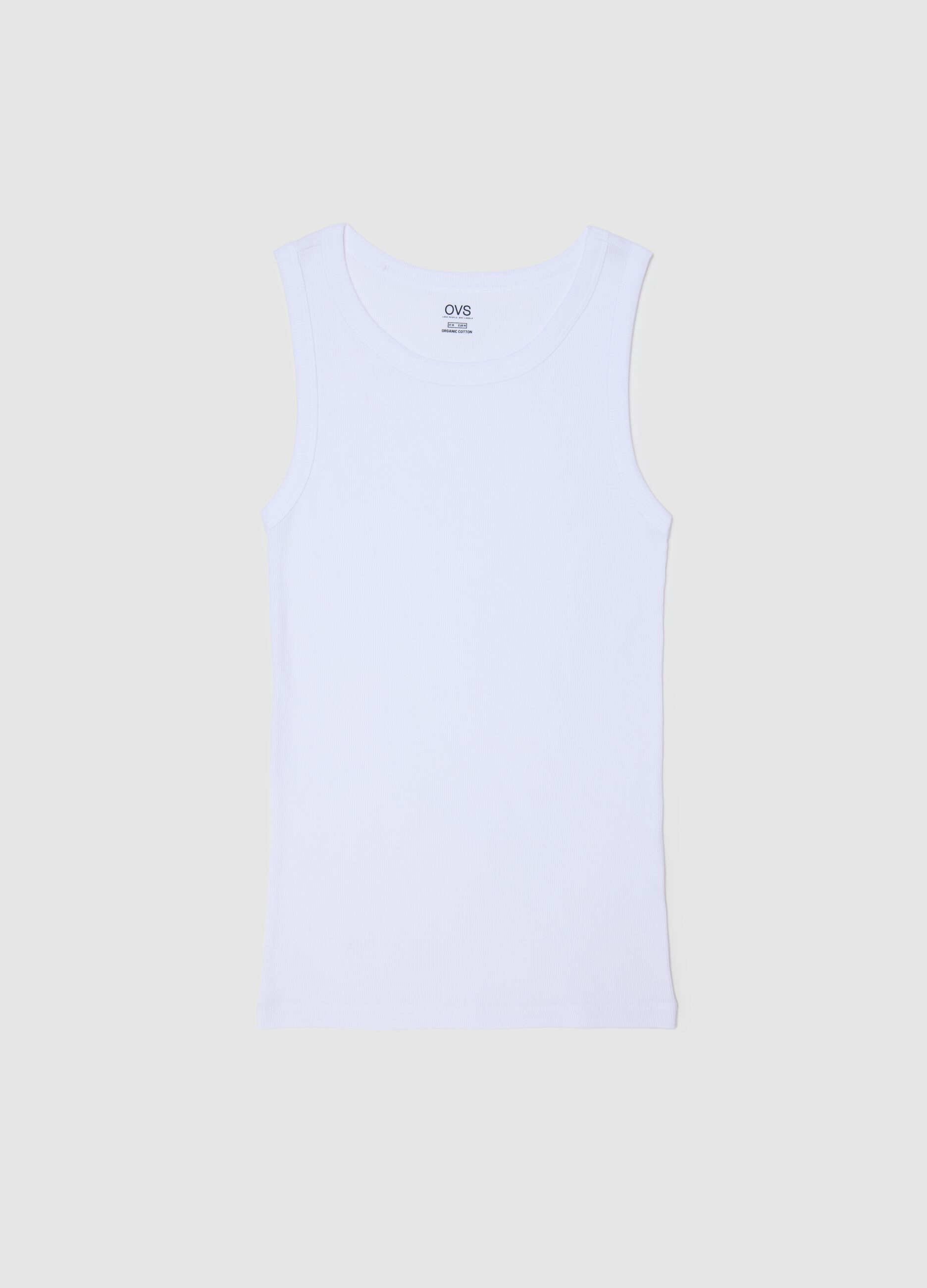 Men's white pure cotton tank top
