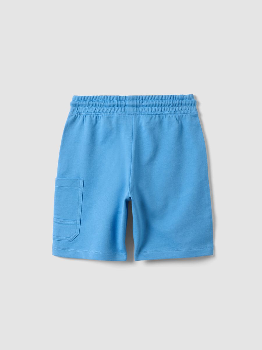 Pantaloncini in puro cotone azzurri da bambino regular fit_1