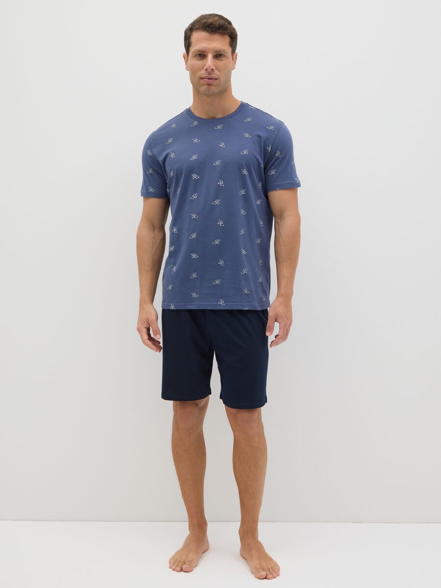 Short-sleeve blue pyjamas with Ovs print_0