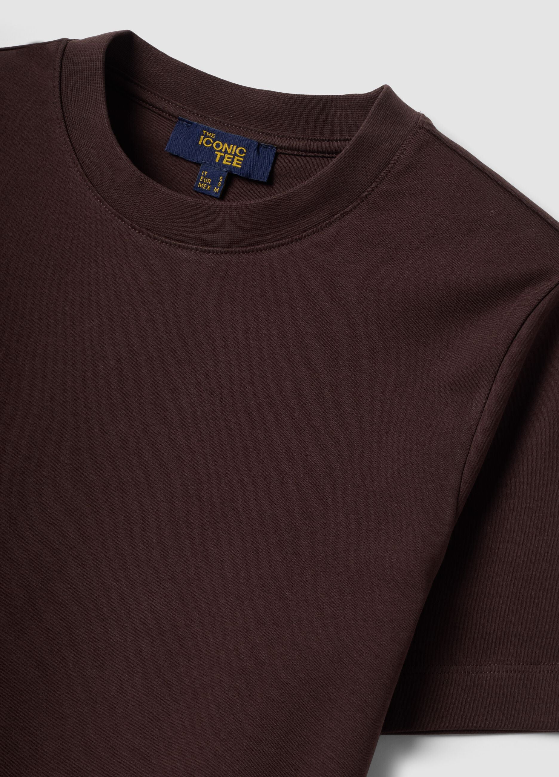 Brown relaxed-fit pure cotton short-sleeve T-shirt