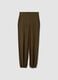 Green pure viscose trousers with elasticated cuffs, regular fit_4