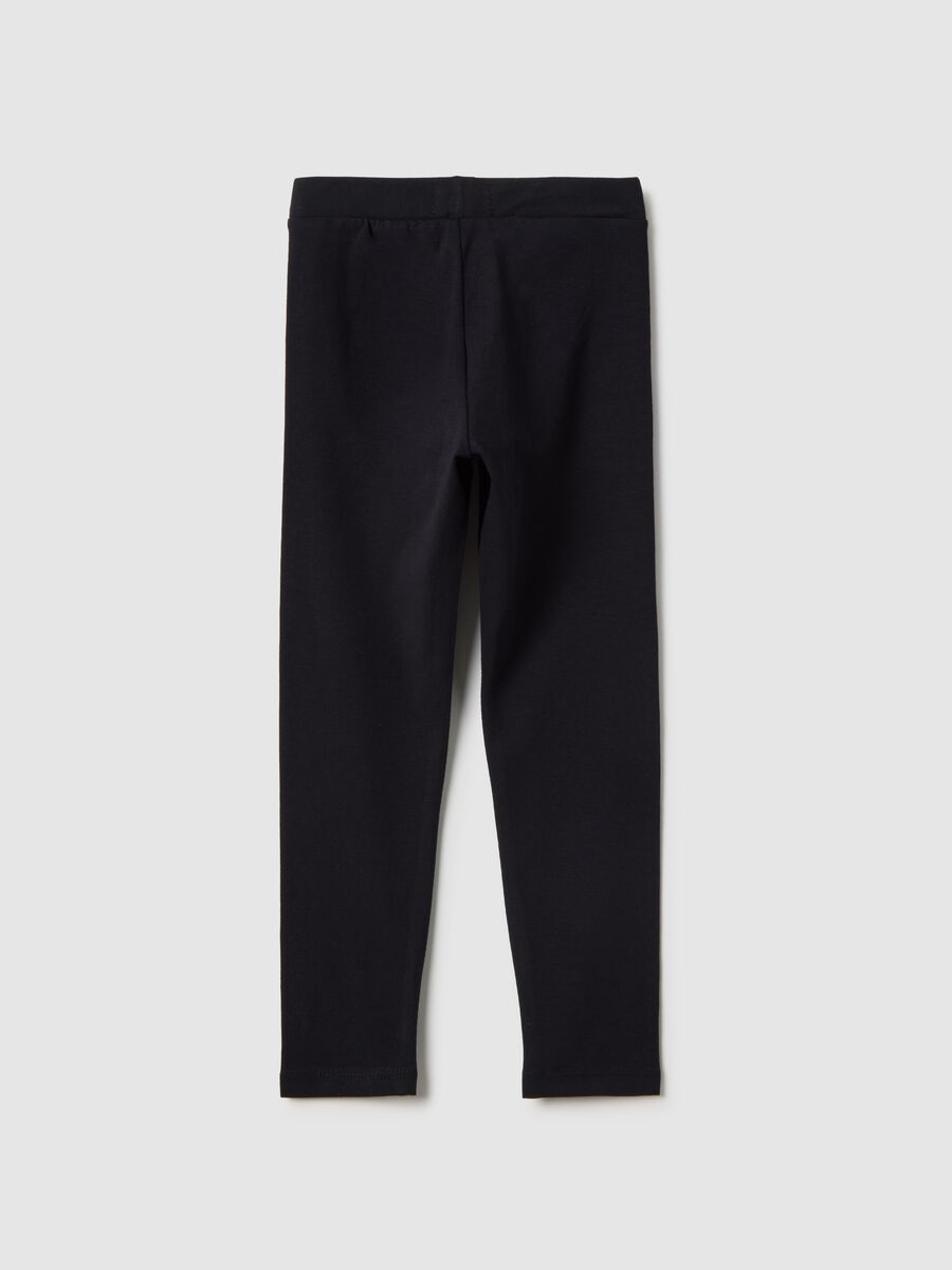 Girls' Black Stretch Cotton Slim Fit Leggings_1