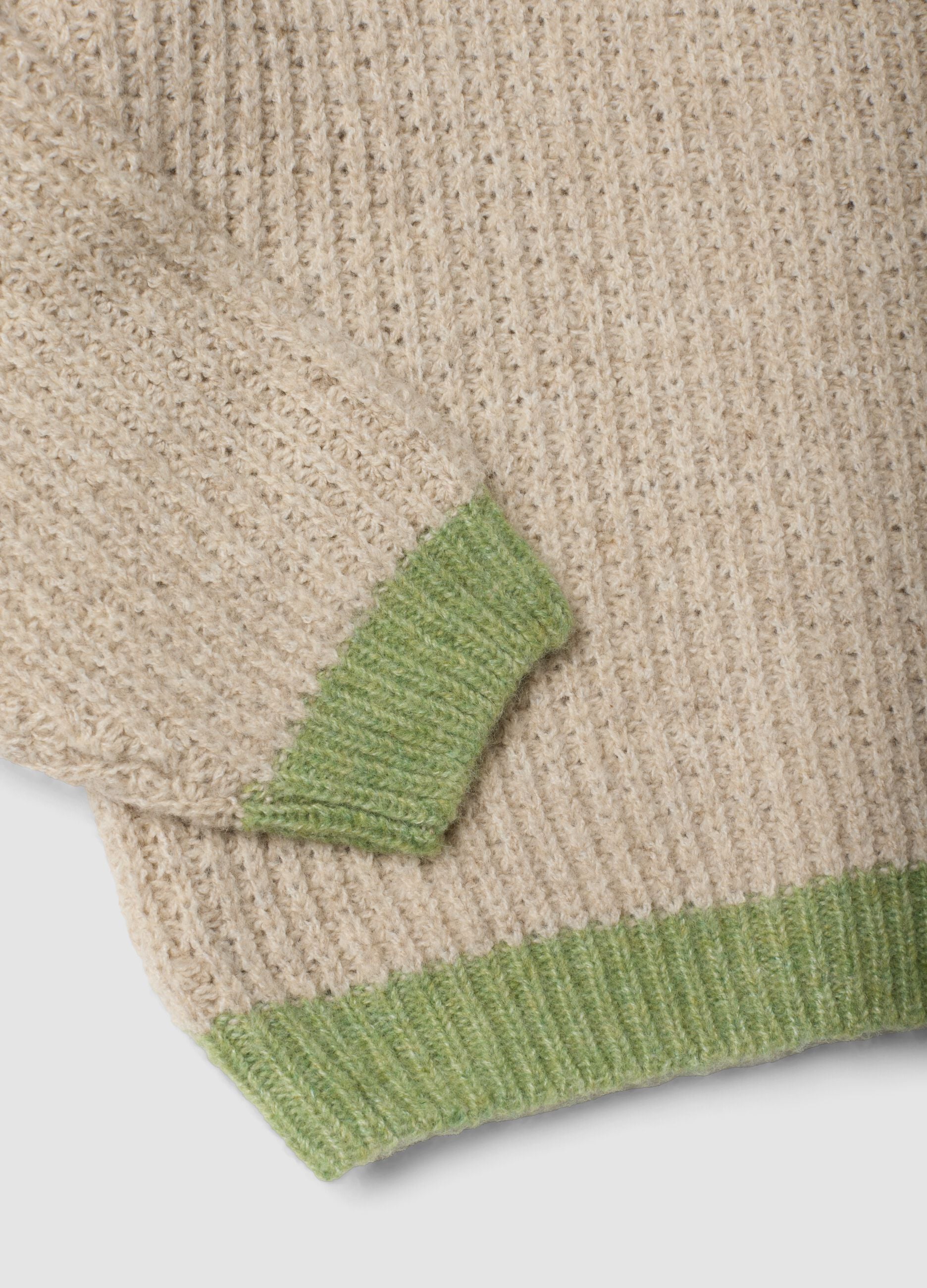 Beige stretch crew-neck jumper in oversized fit