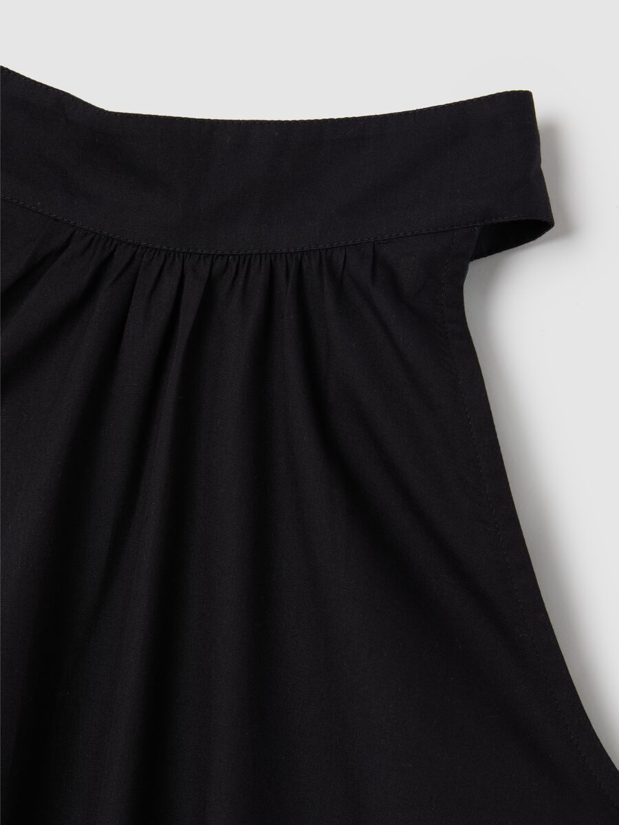 Women's dress in pure black cotton regular fit_5