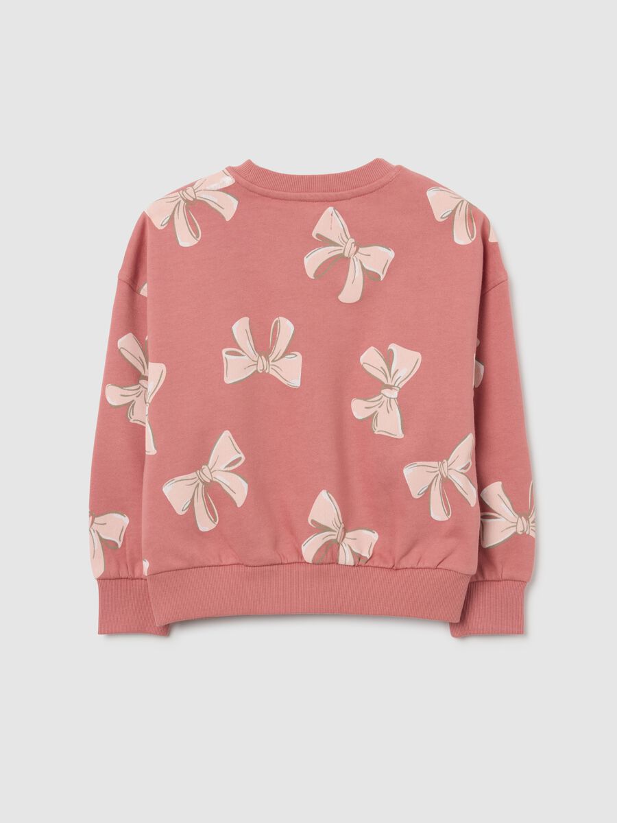 Girls' pink pure cotton sweatshirt, regular fit with crew neck_1
