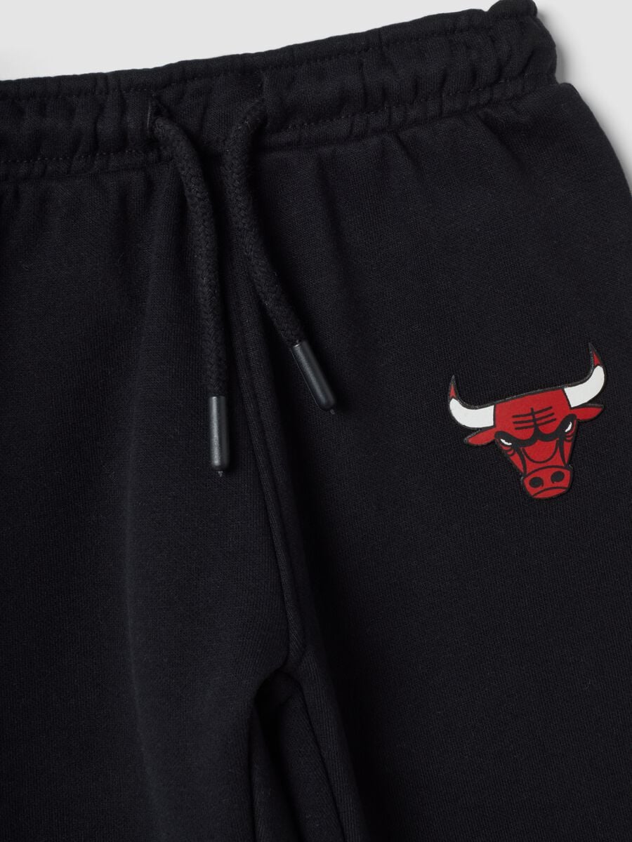White cotton-blend jogging set with Chicago Bulls print_2