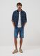 Blue stretch cotton Bermuda shorts_0