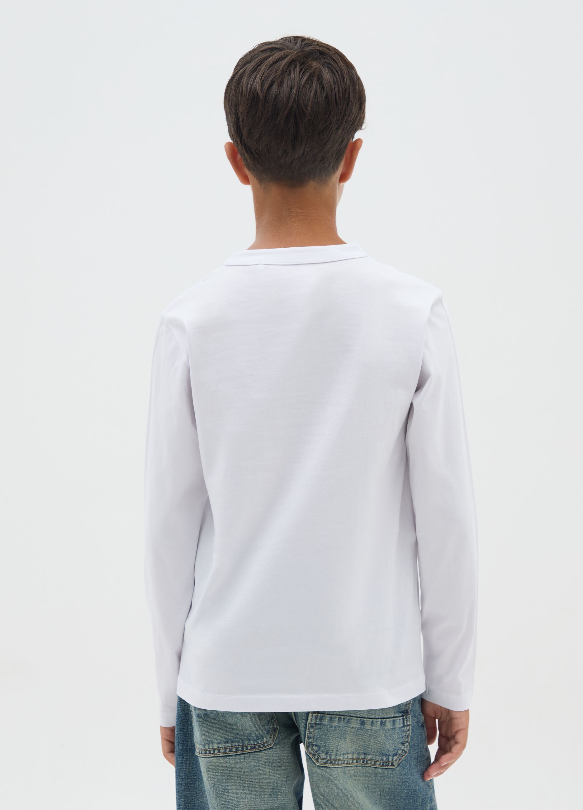 Boys' pure cotton white regular fit t-shirt