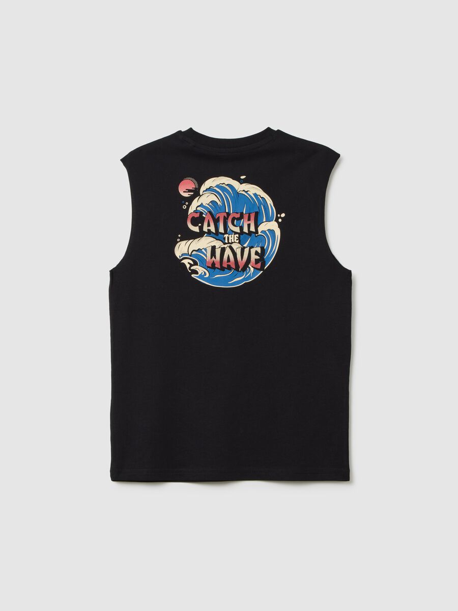 Boys' black pure cotton regular fit vest with print_4