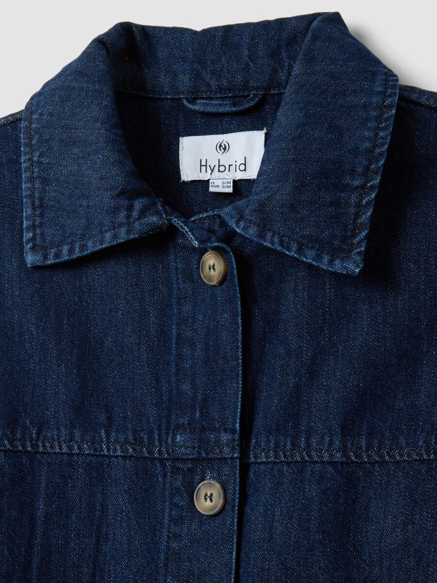 Giacca in puro cotone denim blu regular fit con tasche_5