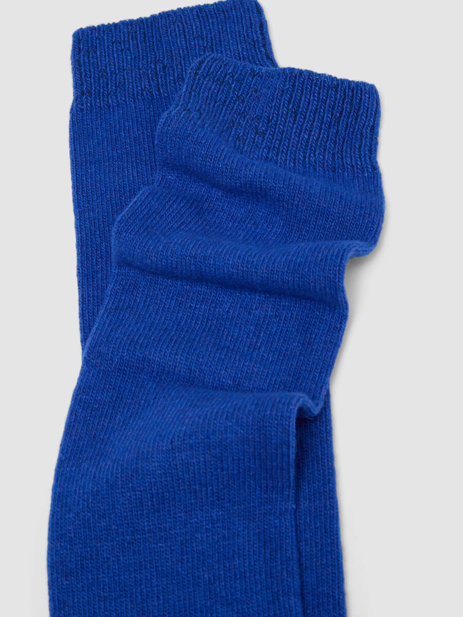 Calze lunghe blu royal in lana, viscosa e cashmere elasticizzato_1