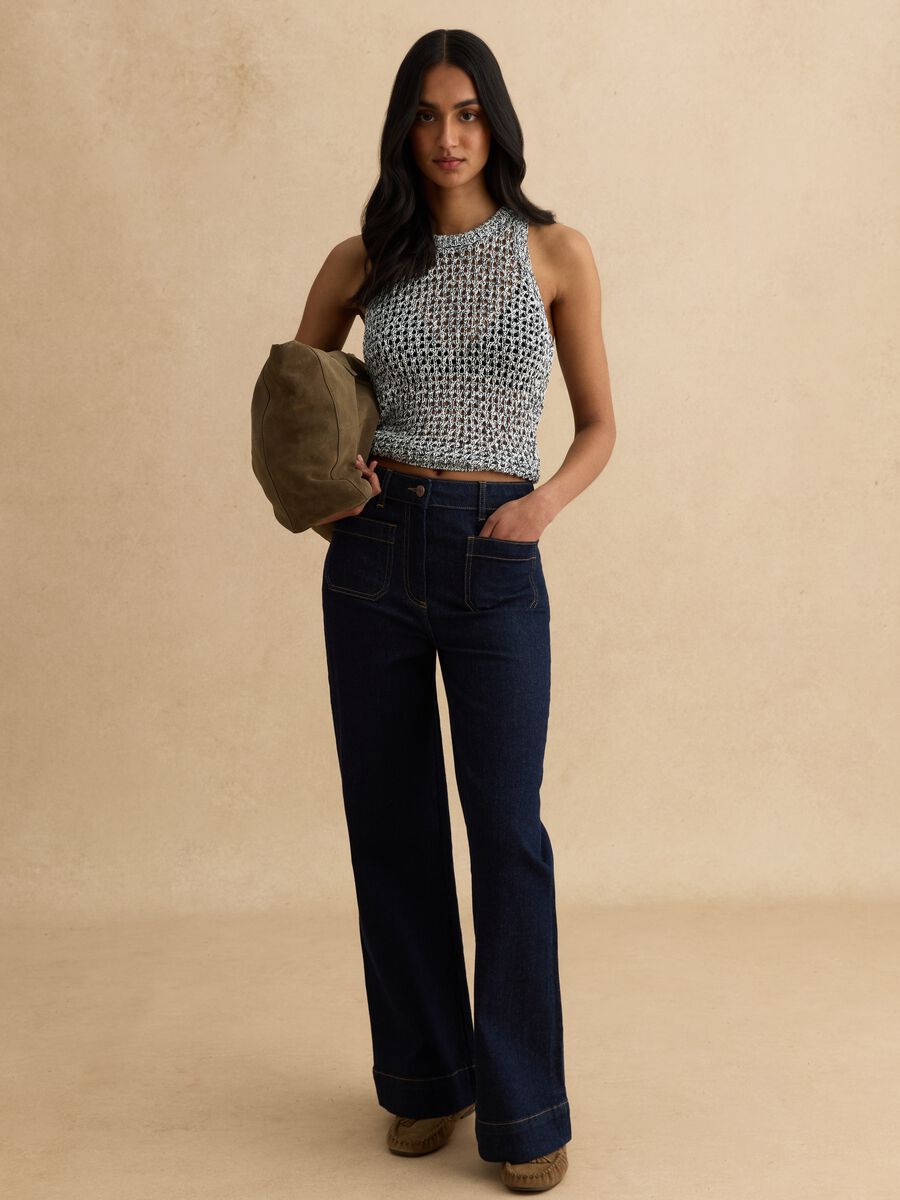 Tank top in misto cotone multicolor regular fit con design a maglia_1