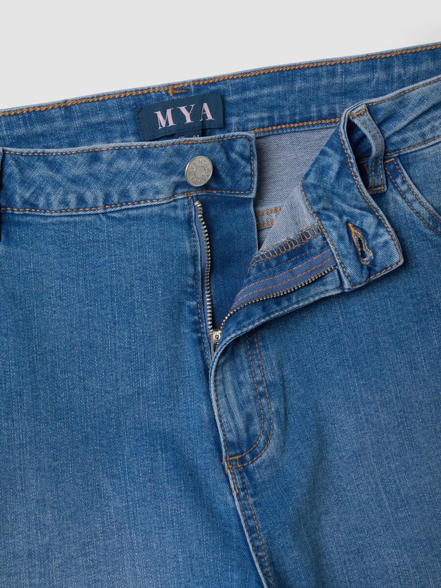 Jeans denim blu in cotone elasticizzato slim fit_5