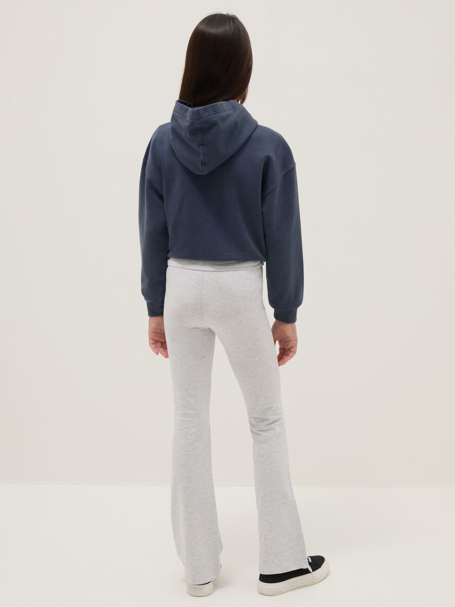 Grey cotton stretch flare fit leggings for girls_1