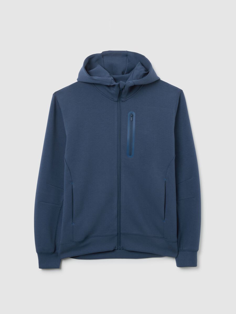 Blue regular fit hoodie with zip_4