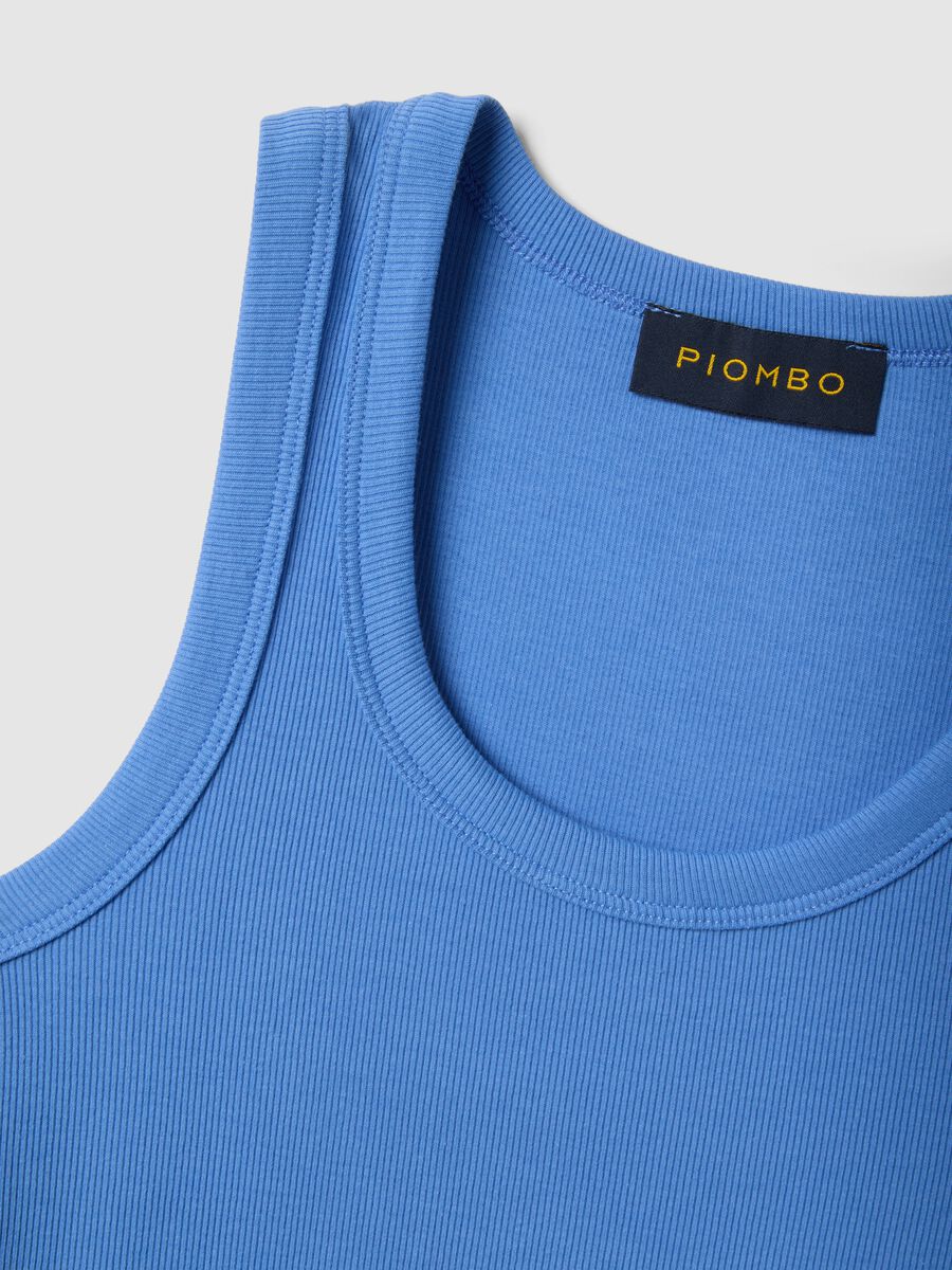 Tank top in cotone elasticizzato azzurro regular fit_5