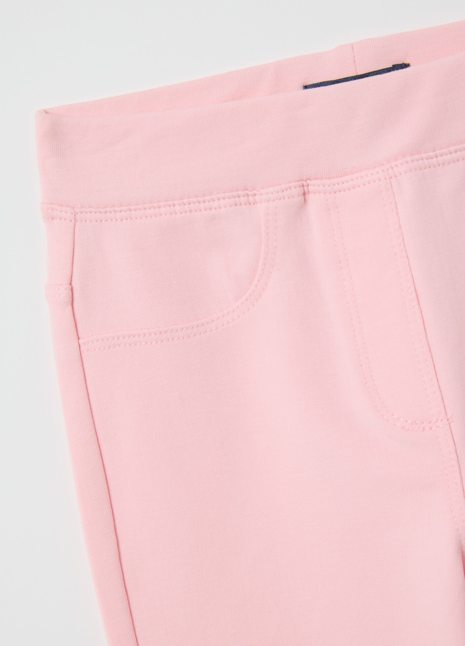 Girl's pink slim fit cotton leggings