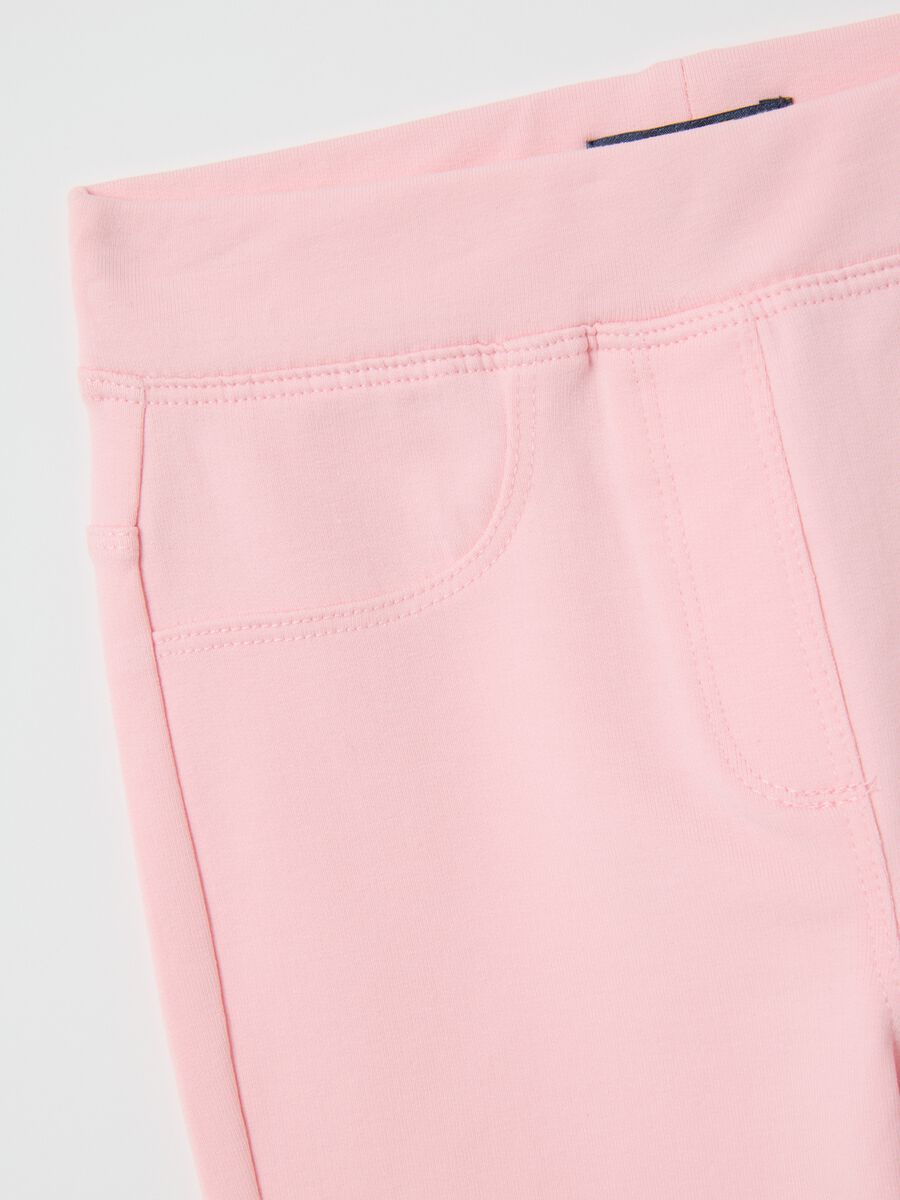 Girl's pink slim fit cotton leggings_2