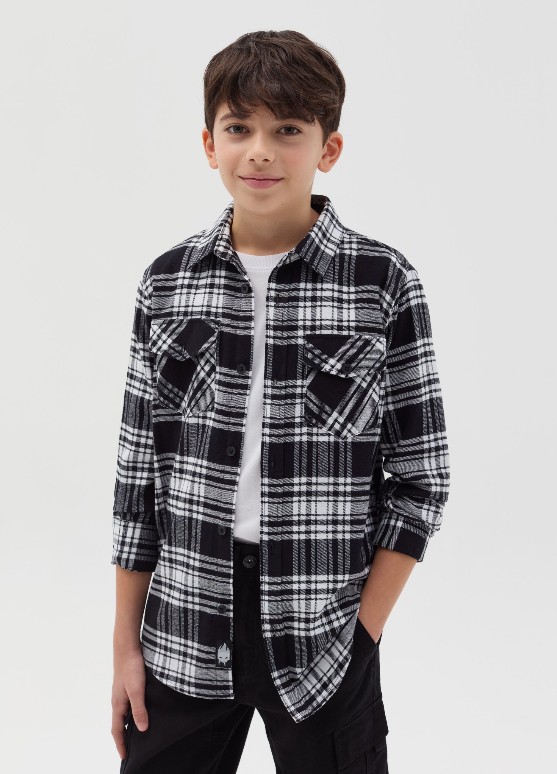 Flannel shirt with check pattern