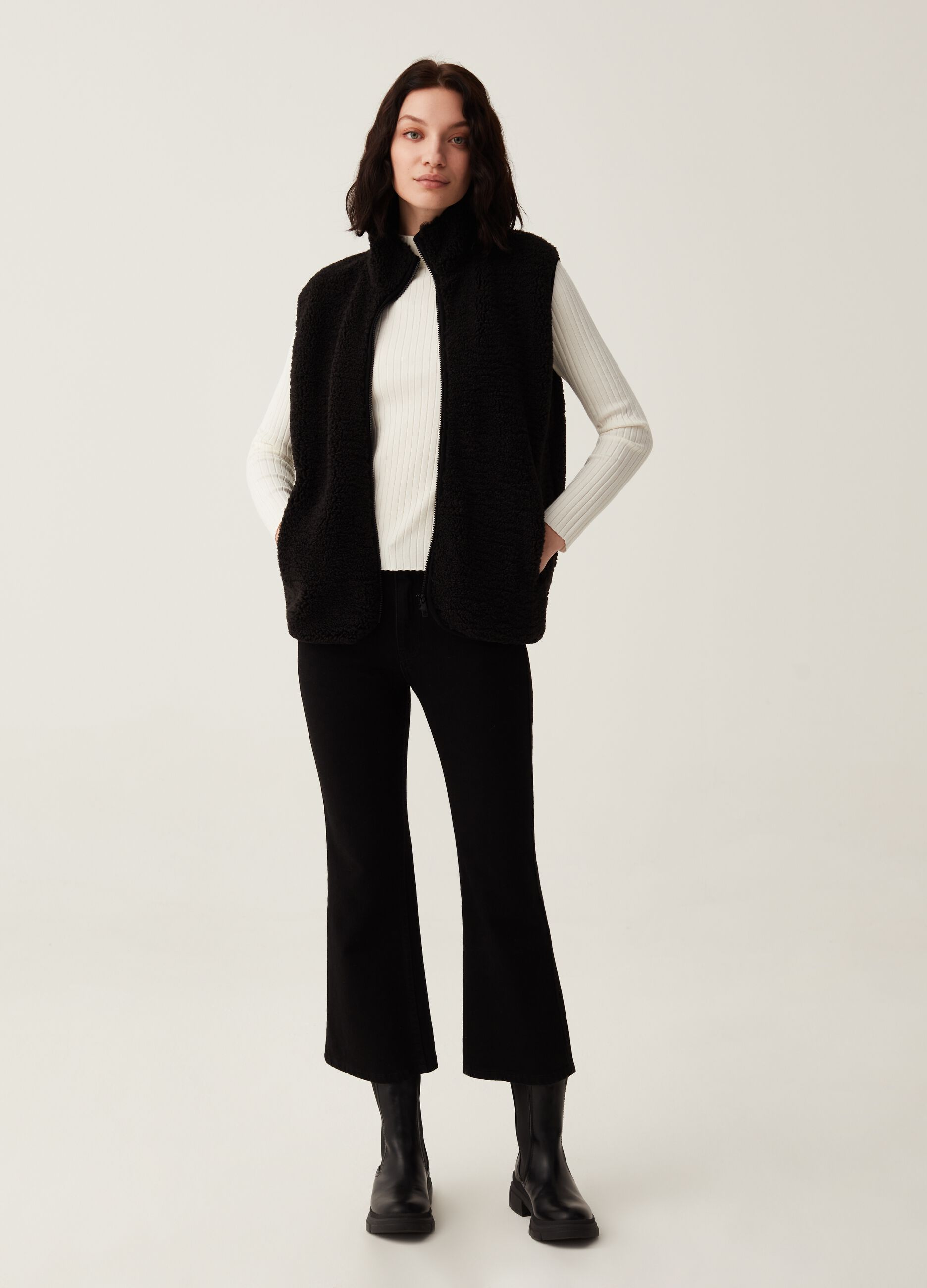 Gilet full-zip in pile borg_0
