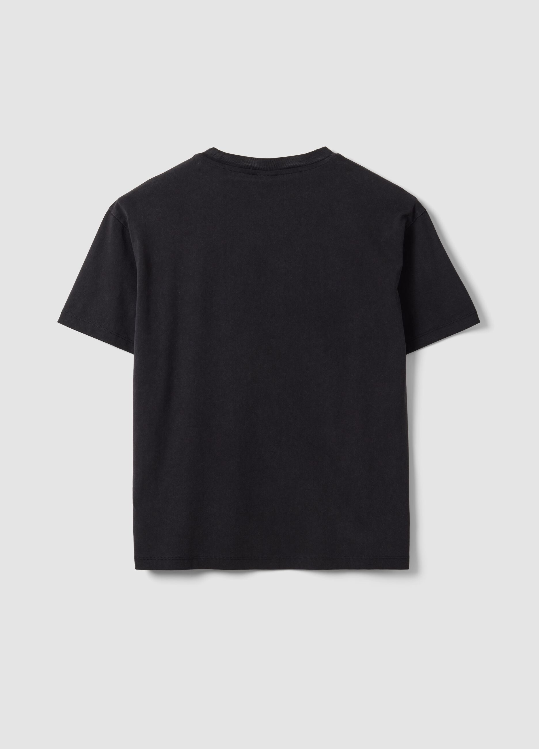 Black pure cotton T-shirt with The Rolling Stones print