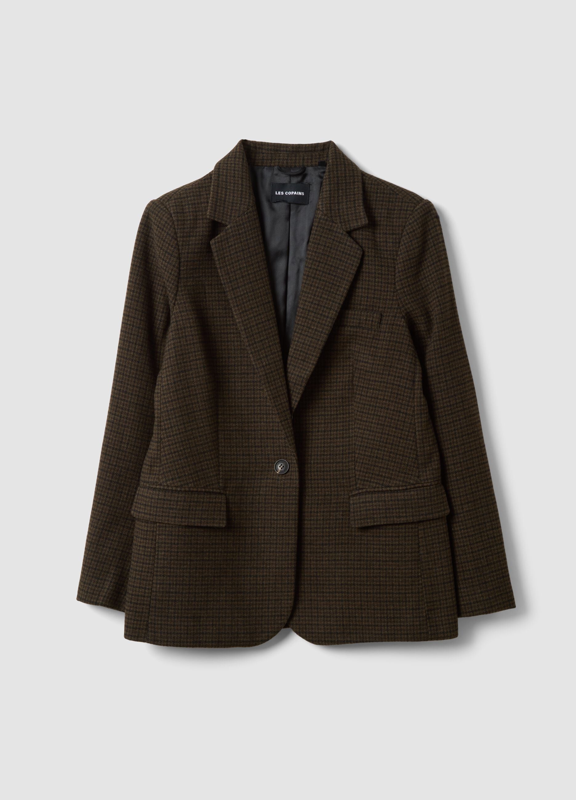 Brown wool-blend blazer with classic lapels