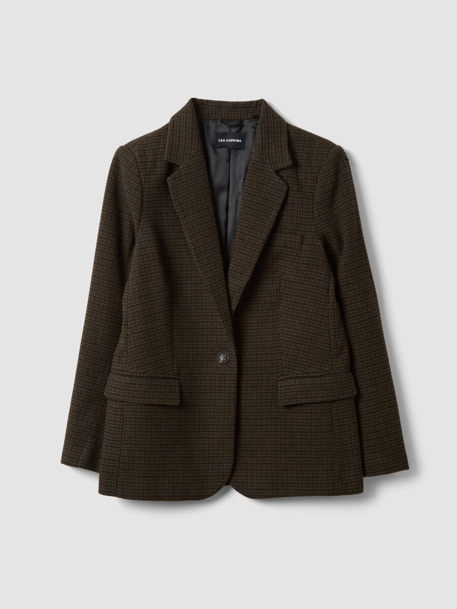 Brown wool-blend blazer with classic lapels_0
