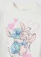 Pigiama bianco e rosa in puro cotone organico con stampa Stitch_2