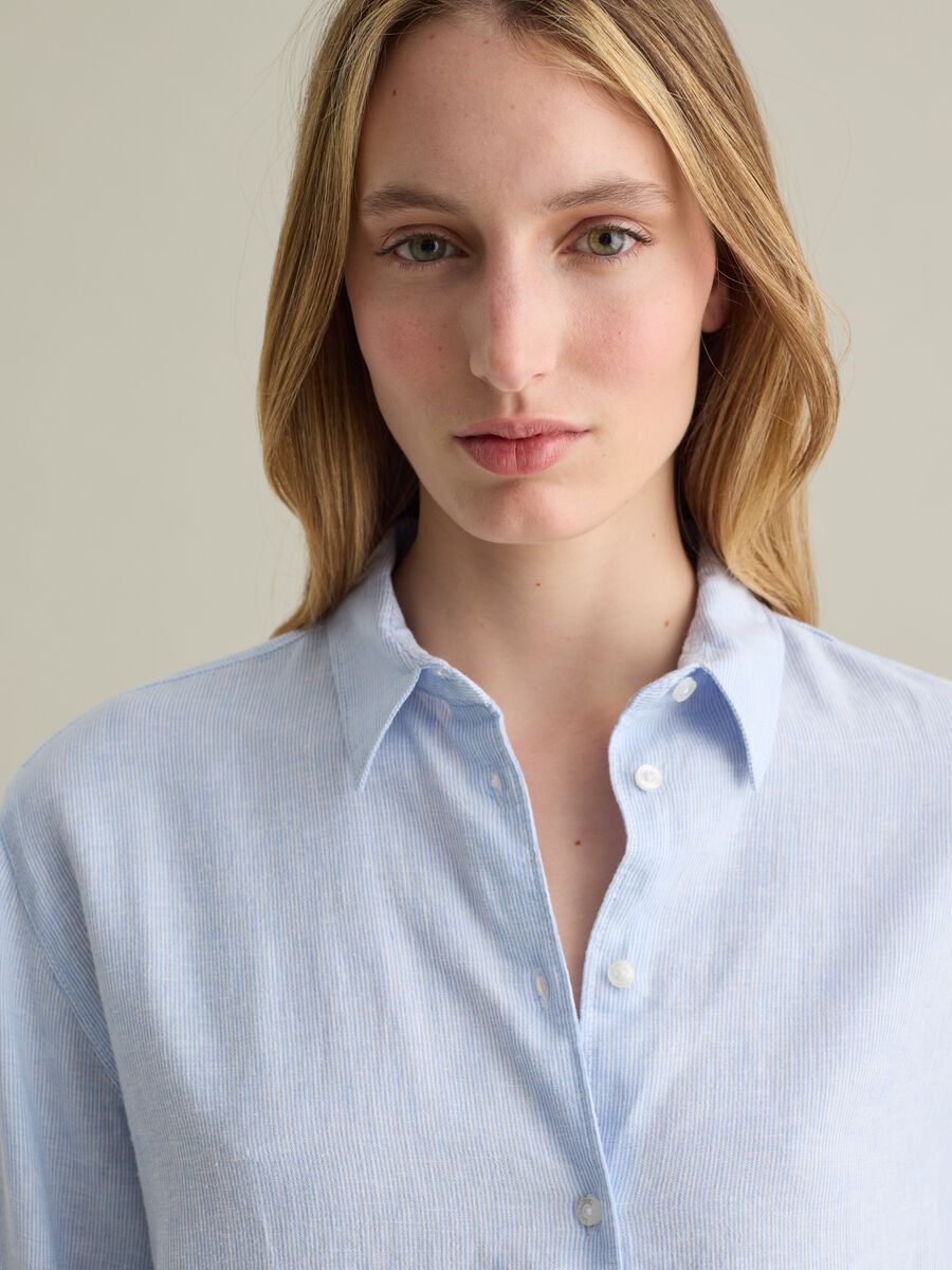 Piombo light blue regular shirt in linen and viscose_2
