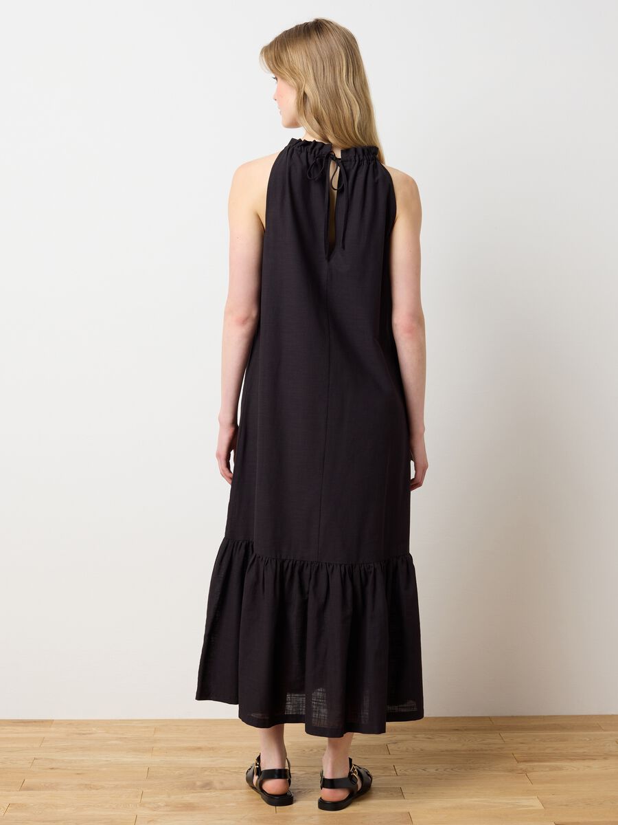 Women's long dress in pure black cotton, oversize_3