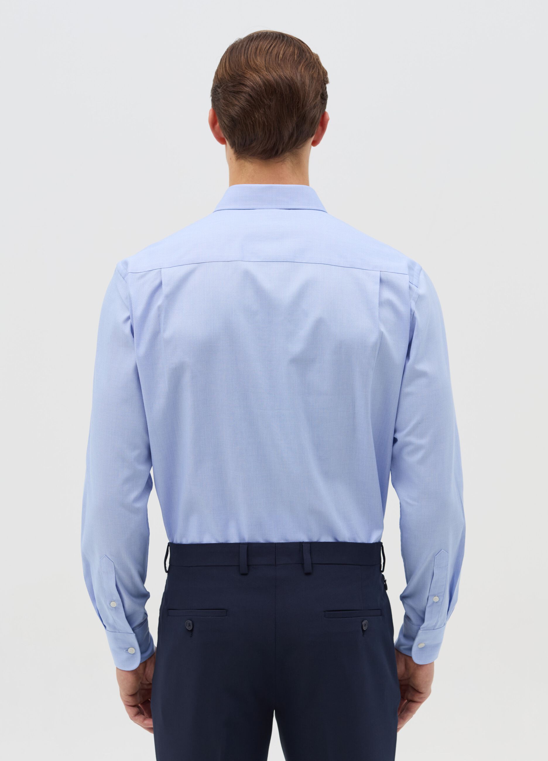 Camicia regular fit easy iron in cotone oxford azzurro