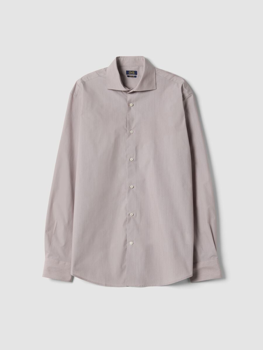 Camicia popeline grigia in misto lyocell con collo francese easy iron_0