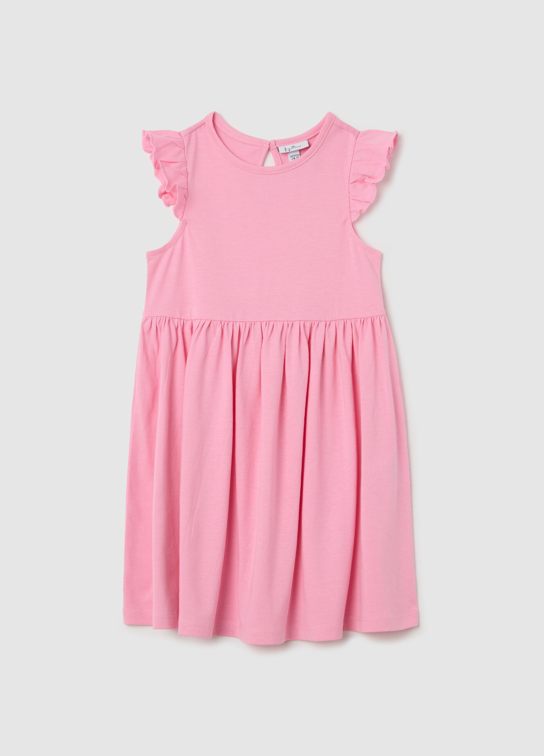 Pink dress with cotton Fagottino ruffles